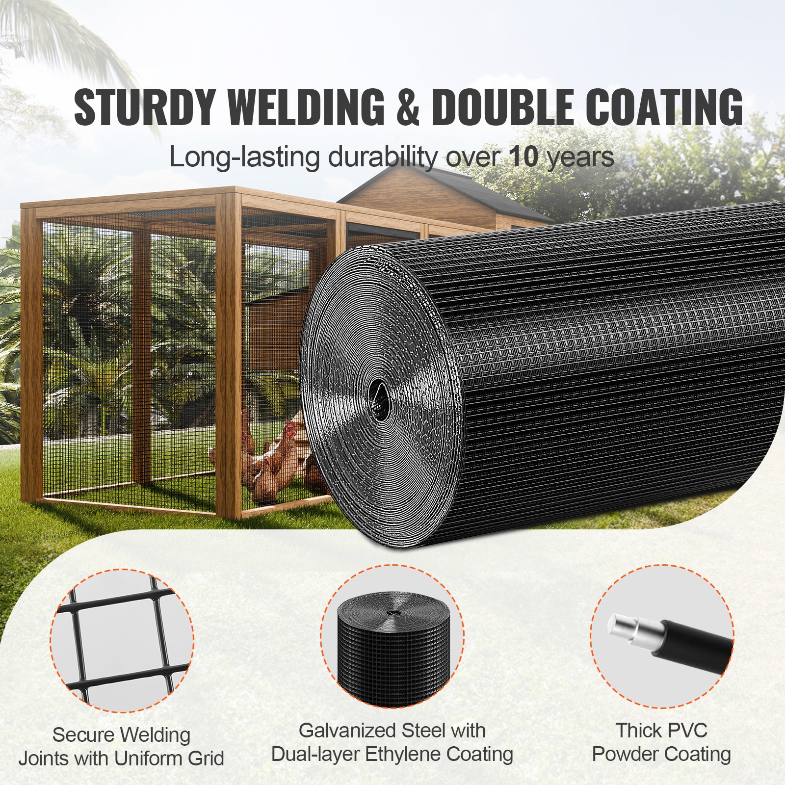 Galvanized Wire Mesh Roll For Chicken Coop And Garden Fencing_voghion.com